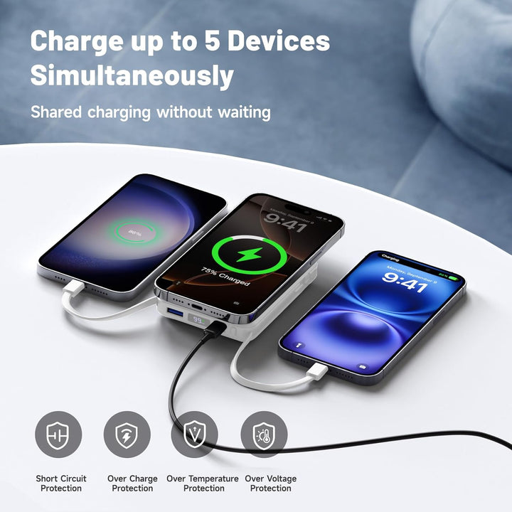 für Magsafe Powerbank 10000mAh, Wireless Magnetische Powerbank Schnelles Laden mit LED-Display und U