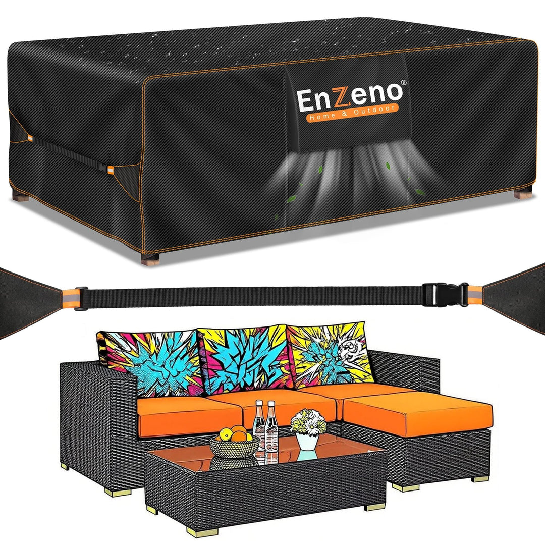 Enzeno Loungemöbel Abdeckung 242x182x100cm,Wasserdicht Abdeckplane Gartenmöbel,Lounge Abdeckung für