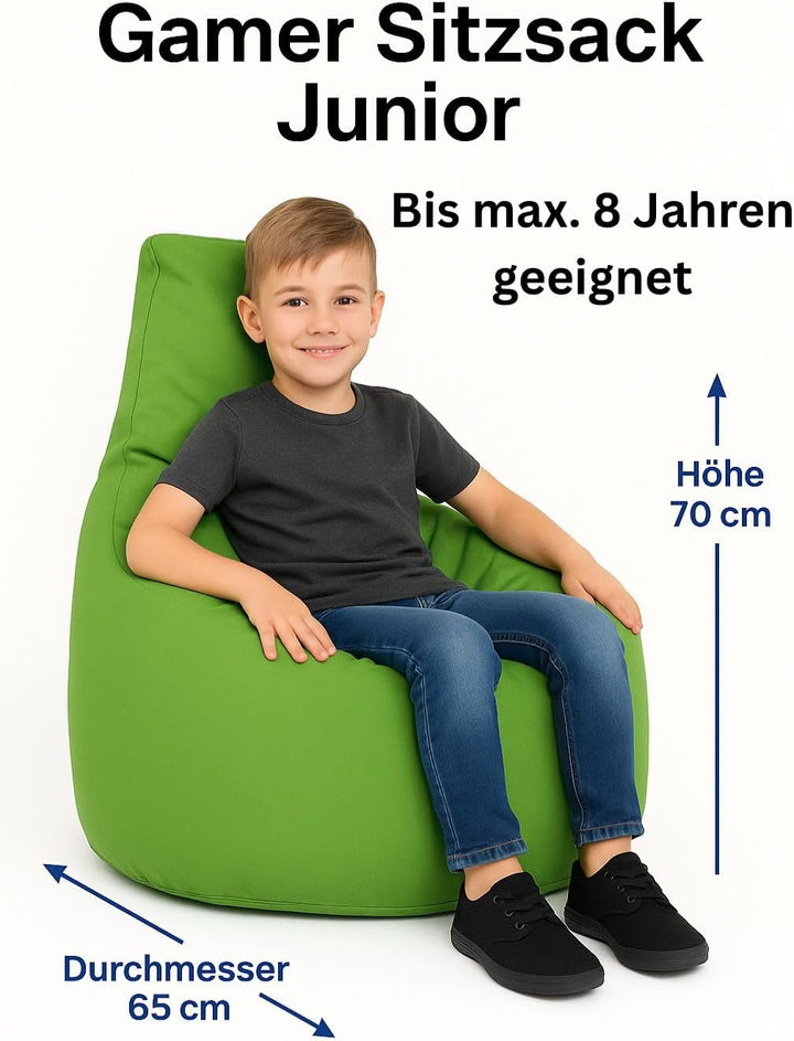 PATCH HOME Gamer Kissen & Lounge Sitzsack – befüllbar mit Reissverschluss, gefüllt mit Styropor, gee