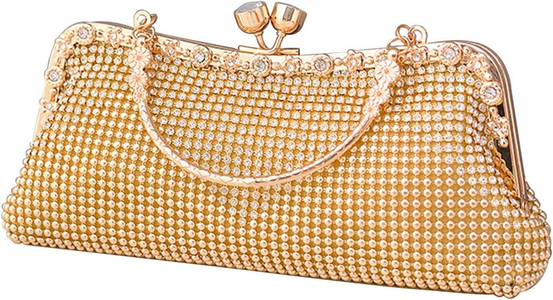 CORIOS Damen-Clutch Strasssteine Abendtasche Strass Handtasche Diamant Schultertasche Klein Tasche E