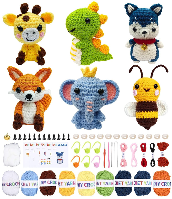 Mixara 6 Häkelset für Anfänger,Stricken für Anfänger Set, Häkelset Kinder, Häkelset Kinder für Anfän