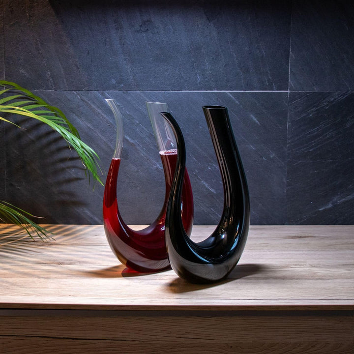 Intirilife Wein Dekanter in U-Form aus Glas in Klar - 750 ml- Weinkaraffe, Rotwein Dekantierer, Wein