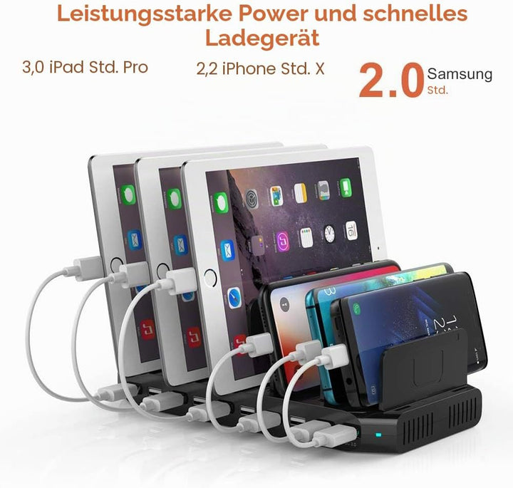 Alxum 60W USB Ladestation Mehrere Geräte 10 Ports Mehrfach Handy Tablet Ladestation für Mobiltelefon