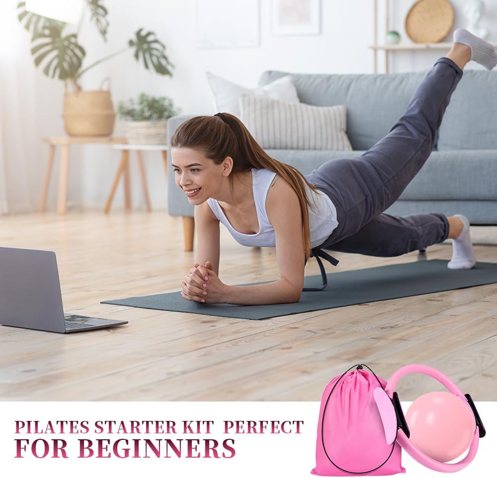 Pilates Ring Set, 15 Stück Pilates Essentials Kit für Frauen, Pilates Ring Zubehör Sets, mit Yoga Ba
