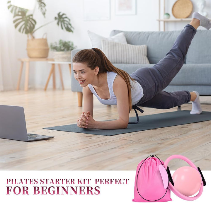 Pilates Ring Set, 15 Stück Pilates Essentials Kit für Frauen, Pilates Ring Zubehör Sets, mit Yoga Ba