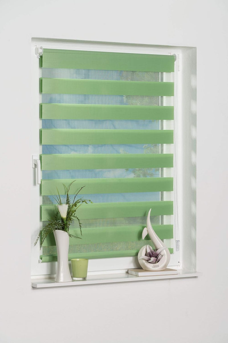 K-home Klemmfix Doppelrollo Madrid ohne Bohren Grün 70 x 200 cm (B x L), Grün 70 x 200 cm (B x L)