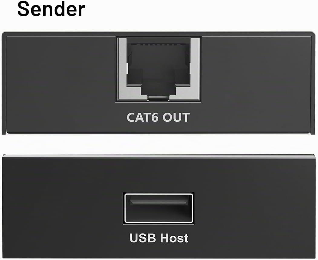 DIGITUS USB 2.0 über Ethernet-Extender – 4-Port USB-A Hub – 150m Reichweite mit Cat 6 Netzwerkkabel