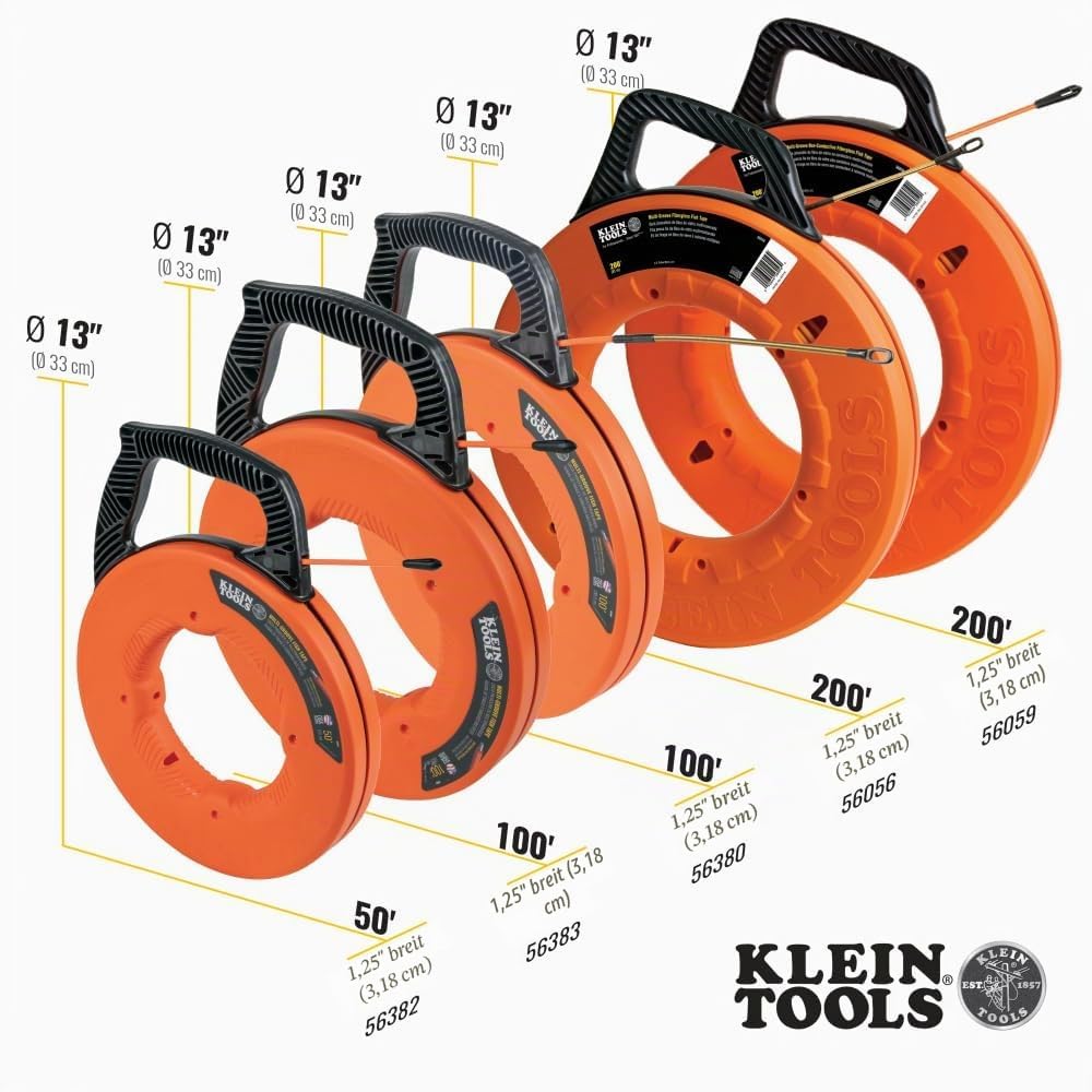 KLEIN TOOLS Geriffeltes Fiberglas-Einziehband mit Nylonspitze, 15,2 m 50-Foot Multi-Nut, 50-Foot Mul