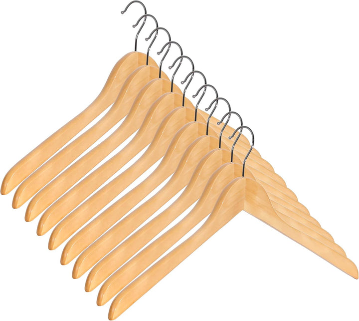 Gerso Standard Holzkleiderbügel platzsparend Kleiderbügel dünn Natur - 10 Stück 10er Pack, 10er Pack