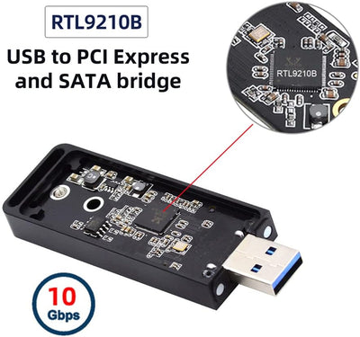 NFHK USB 3.0 auf 2230 2242 NVME M-Key M.2 NGFF SATA SSD Externer PCBA-Gehäuse-Adapter RTL9210B Chips