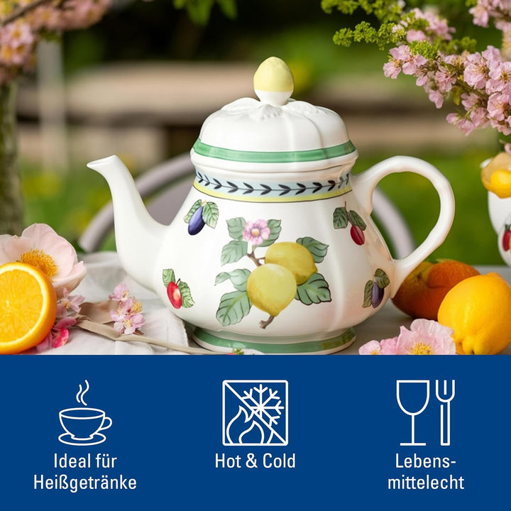 Villeroy & Boch Teekanne, Porzellan, White, 1022810460, Weiss/Mehrfarbig 34 oz Garden Fleurence, 34