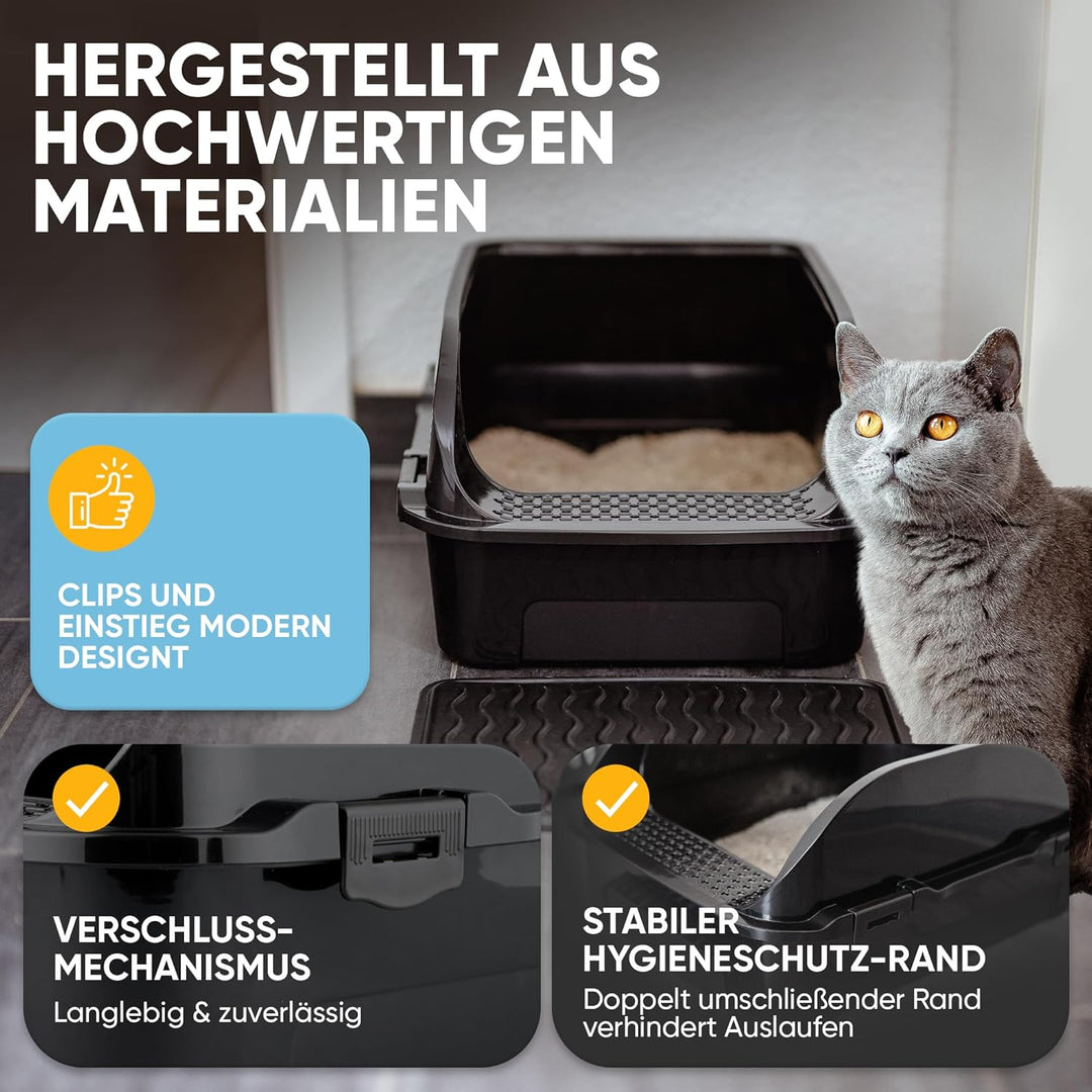 CROPLAS Katzenklo offen gross ohne Deckel,Katzenklo hoher Rand mit Streumatte & Schaufel, grosse Kat