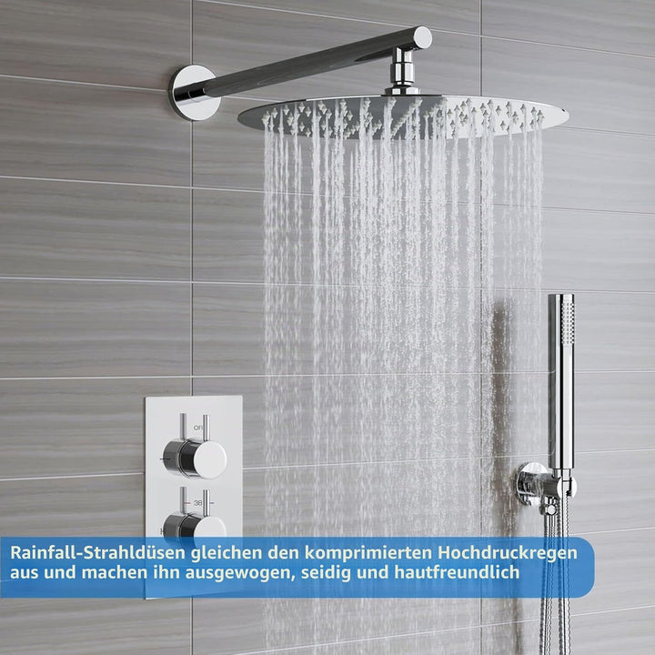 40.5cm Runden Regenbrause - Voolan Kreisförmiger Gross Hochdruck Duschkopf aus Edelstahl 304 - komfo