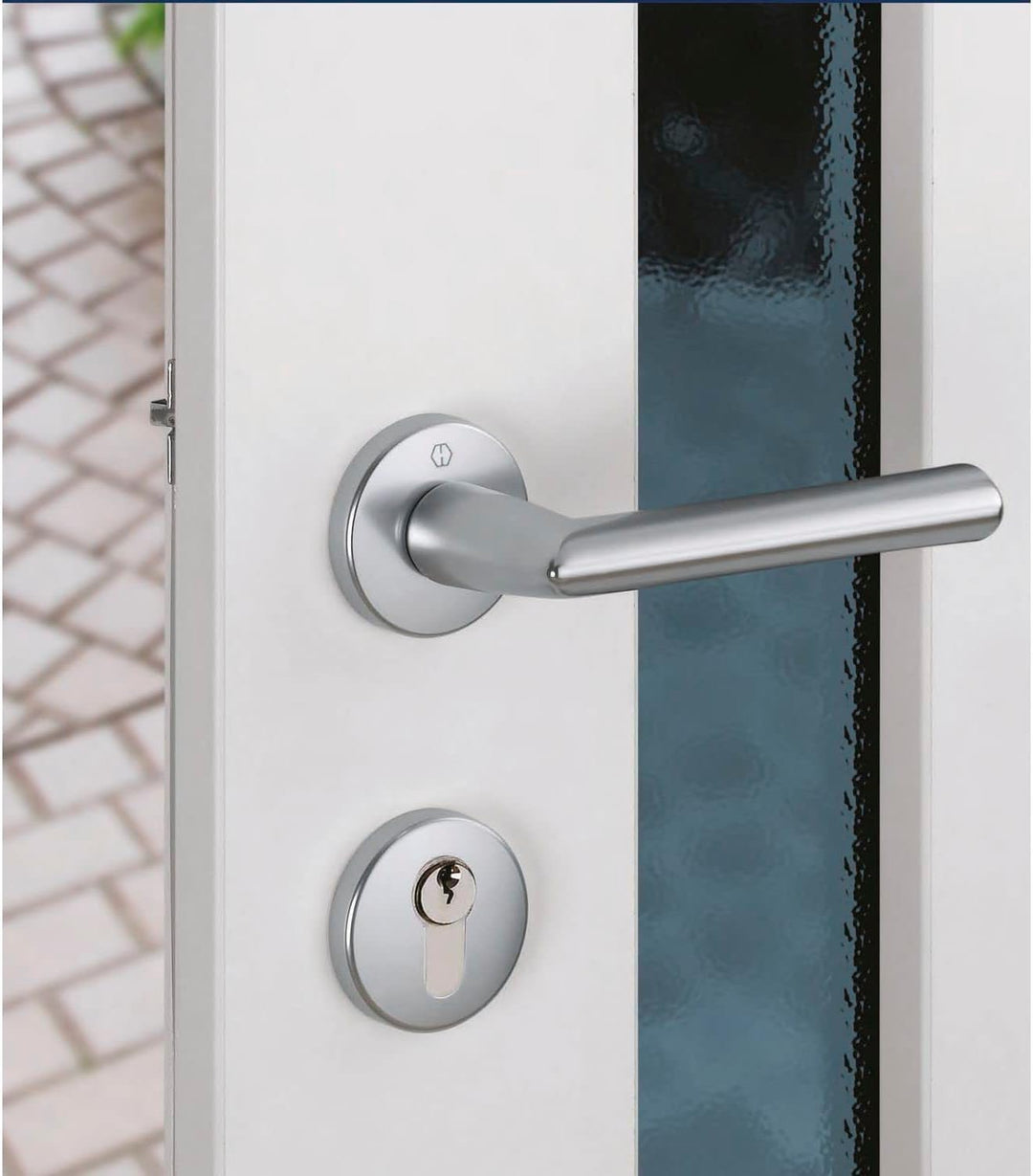 HOPPE 3286534 Drückergarnitur Amsterdam mit Rosetten BB (Buntbart), silber eloxiert BB Silber Eloxie