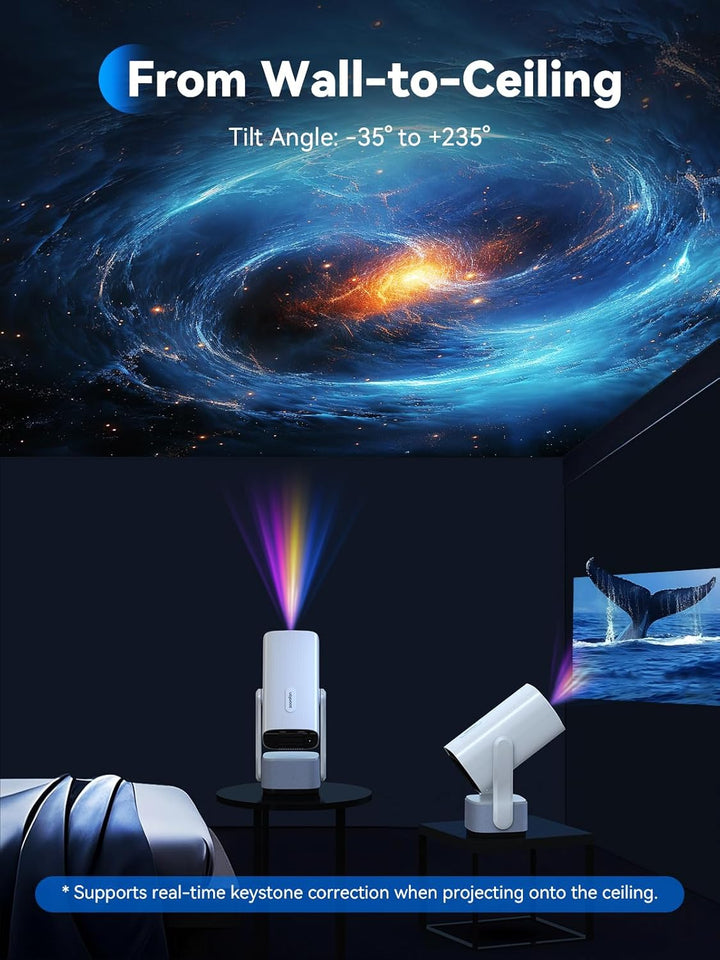 Mini Beamer 1080P Unterstützt - SOOMFON tragbarer Videoprojektor mit WiFi und Bluetooth, Elektrische