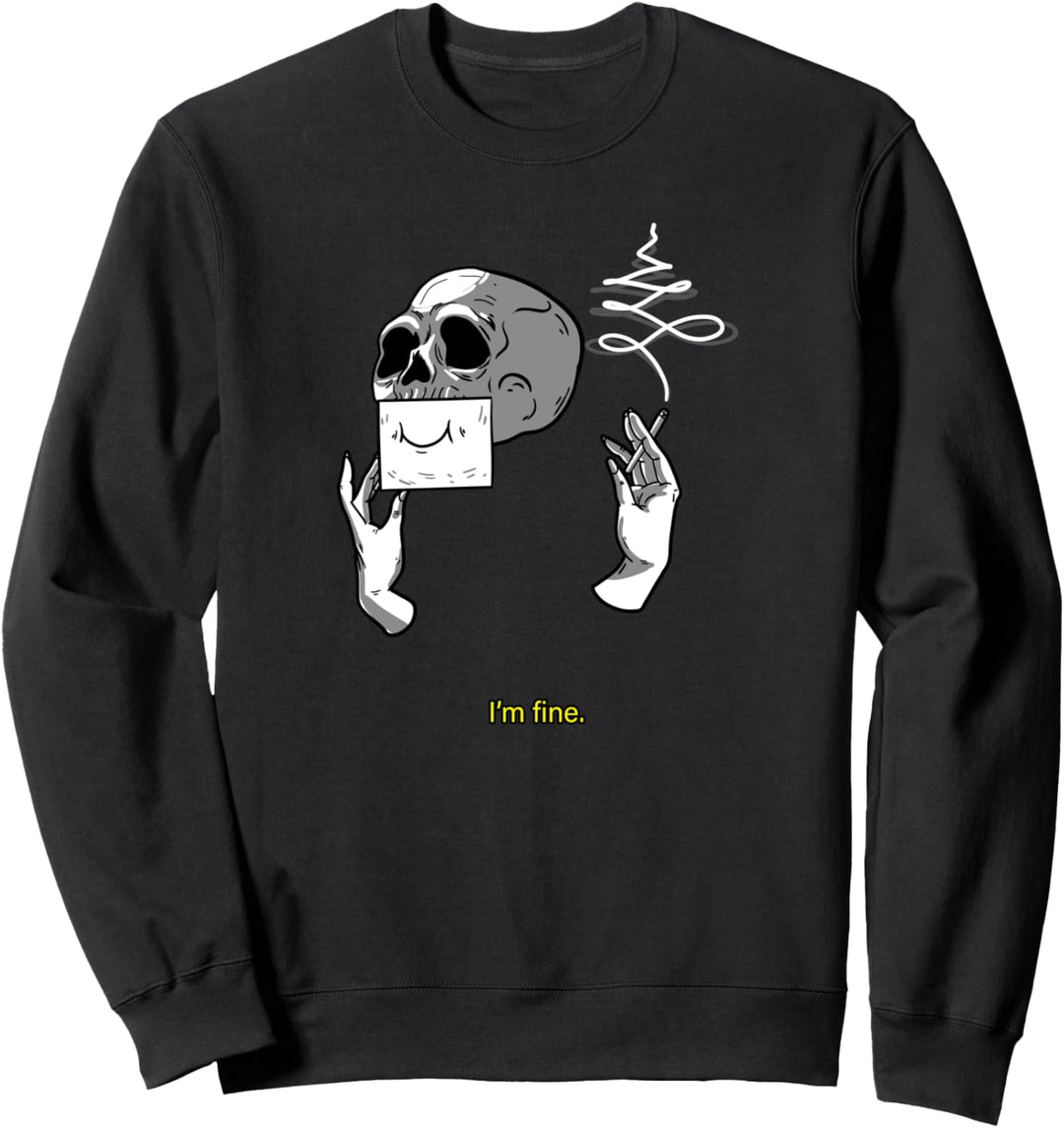 I'm Fine Smoking Skull Vintage Cranium Skeleton Lover Gift Sweatshirt