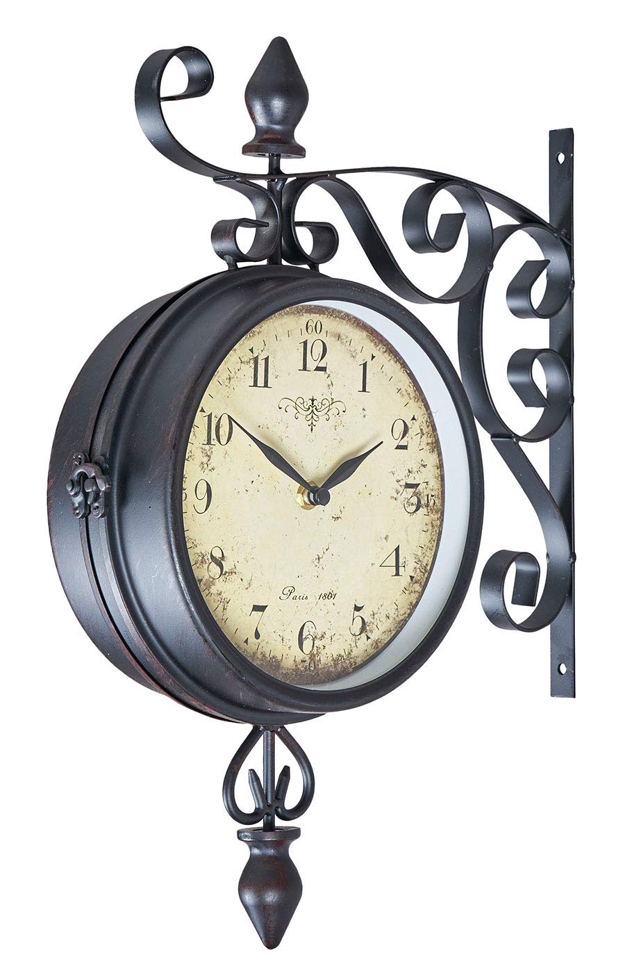 levandeo Doppelseitige Wanduhr H31cm Metall antike Bahnhofsuhr im rustikalen Retro Look - Landhausst