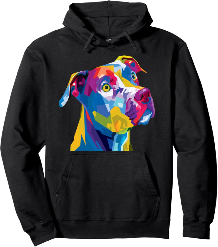 Bunter Pitbull-Terrier Süsser geometrischer Hund Pop-Art-Stil Pullover Hoodie
