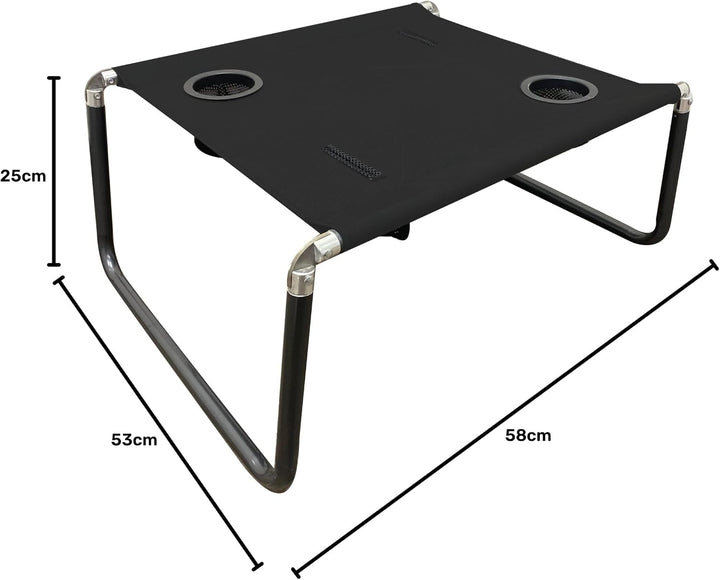 Neso Tragbarer Strandtisch mit Getränkehalter, Handytaschen, leicht für Picknick und Park (schwarz),