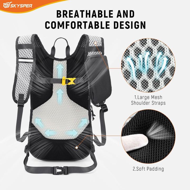 SKYSPER Wanderrucksack 15L Leichter Rucksack Wandern kleiner Trekkingsrucksack Atmungsaktiver Tagesr