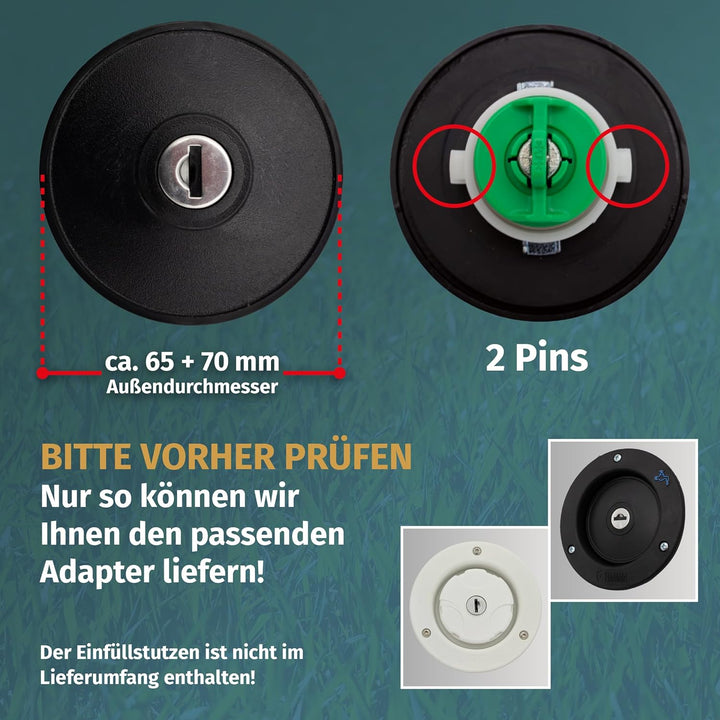 MaJoCompTec® CONNECT-30 Wohnmobil Wasser Tank Set| Caravan Einfüllstutzen Tankdeckel Zubehör (Anschl