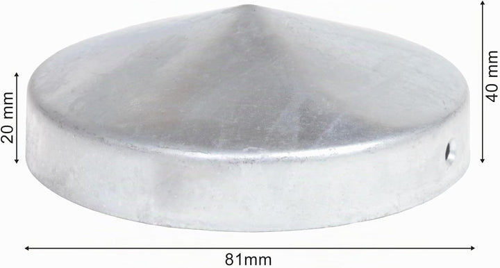 4 x PFOSTENKAPPE RUND STAHL FEUERVERZINKT 81 MM DURCHMESSER, 4
