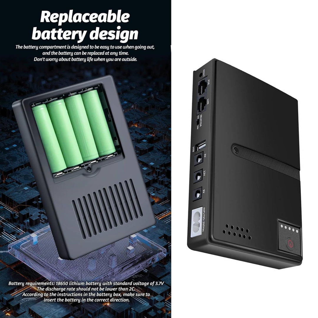 Mini-USV-Batterie-Backup Unterbrechungsfreie Stromversorgung 15 V 24 V POE 5 V 9 V 12 V USB 18 W Aus