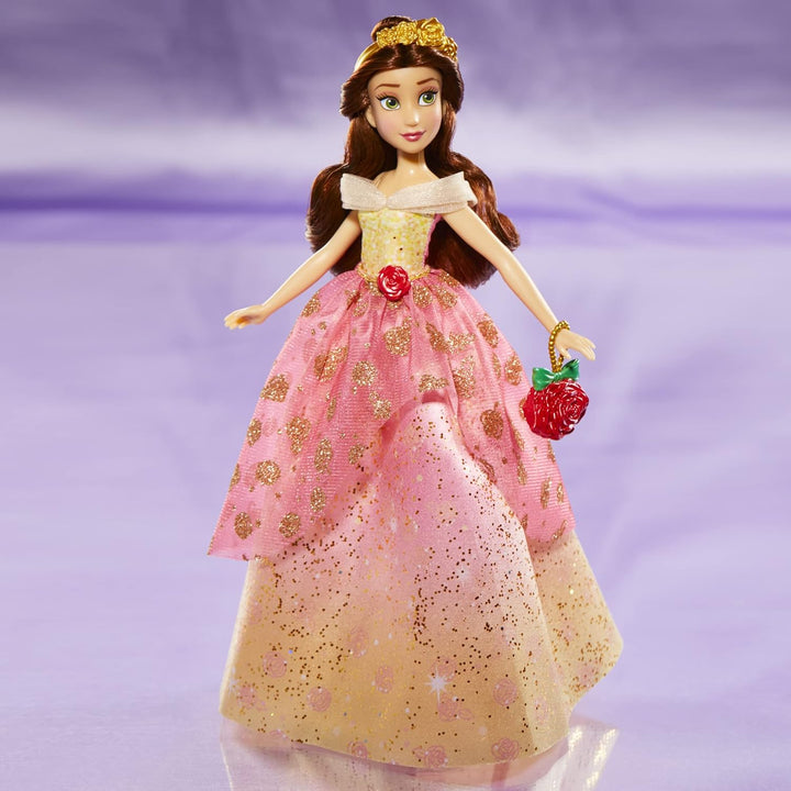 Hasbro Disney Prinzessinnen Belles Kleidergalerie Modepuppe, 10 Outfit-Kombinationen, Spielzeug für