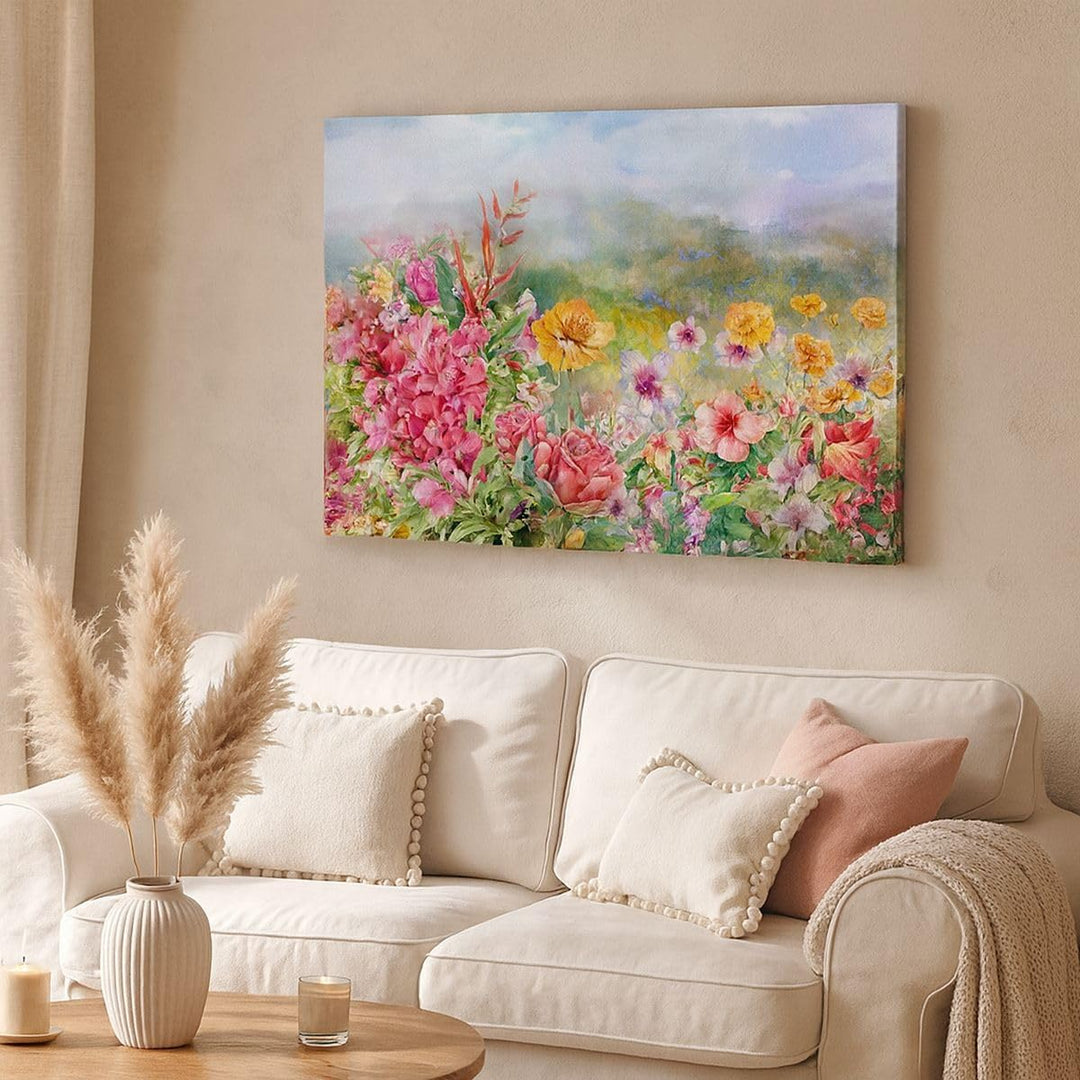 Bilder auf Leinwand 100x70cm Leinwandbild mit Rahmen blume sommer natur Gross Wanddeko Bild Schlafzi