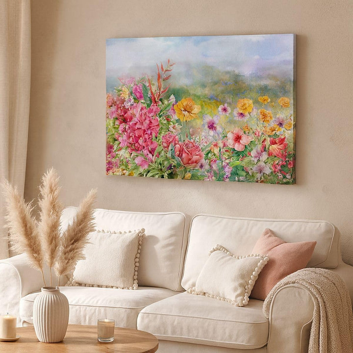 Bilder auf Leinwand blume sommer natur Leinwandbild mit Rahmen 70x50cm Wandbilder Dekoration Wohnzim