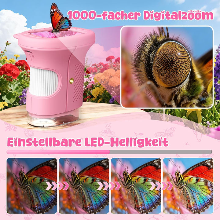 Mikroskop für Kinder, 1000X&2.4" HD Bildschirm Kinder Mikroskop Spielzeug ab 3 4 5 6 7 8 Jahren Kind