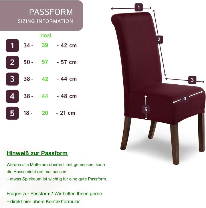 SCHEFFLER-Home Stuhlhussen Stretch Marie/Stuhlhussen Bordeaux 4er / elastische Stuhlabdeckungen mit
