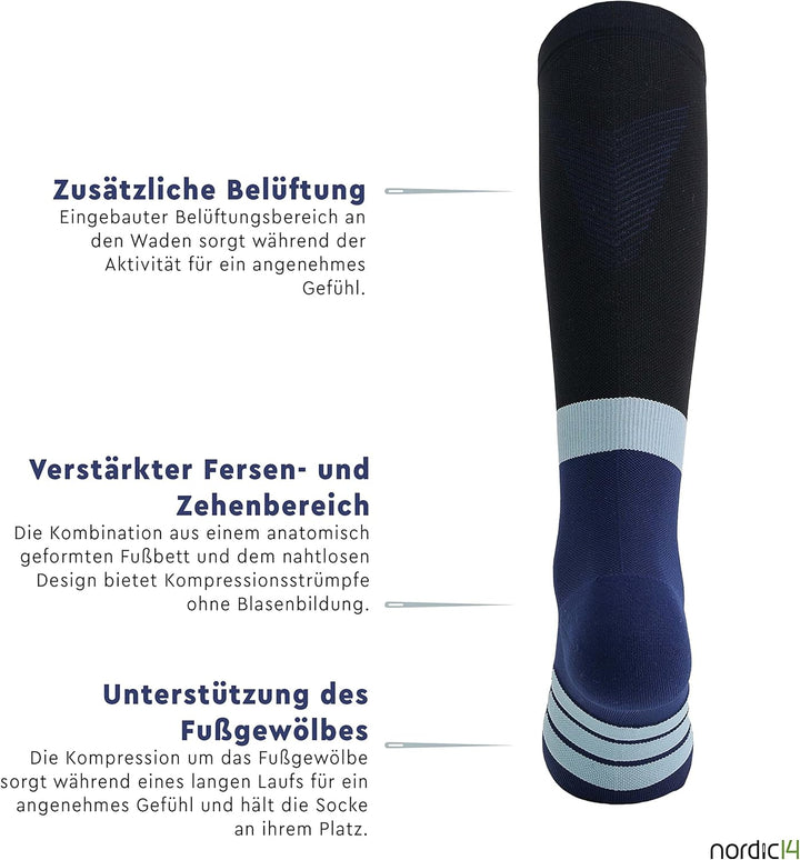 CFA V2 Kompressionsstrümpfe Damen und Herren - Ideal fürs Laufen, Fitnessstudio, Radfahren, Muskeler