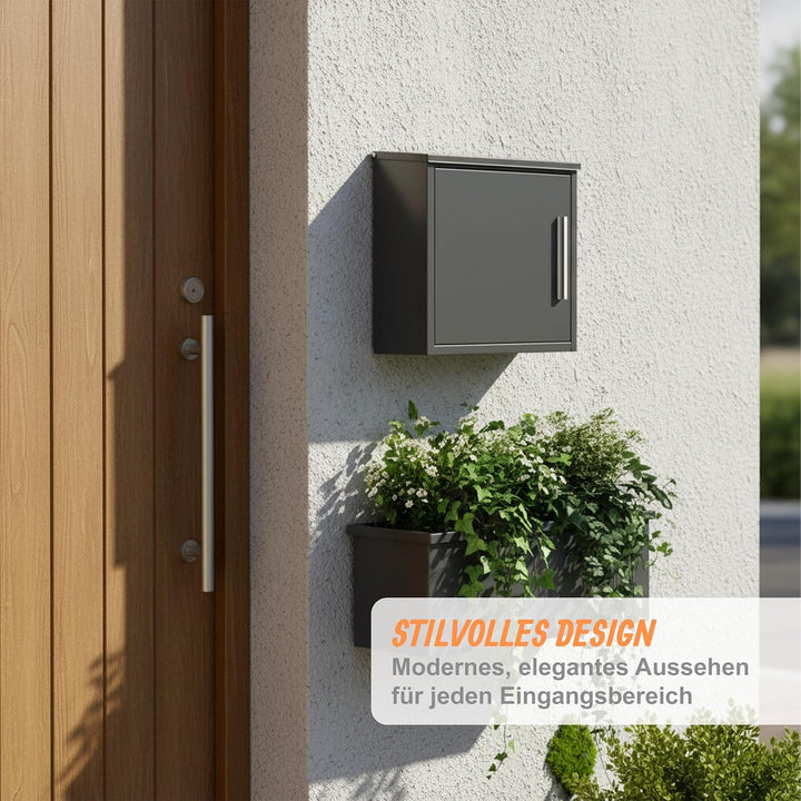 Relaxdays Briefkasten, HxBxT: 35 x 33 x 12 cm, DIN C4, wetterfest, modernes Design, 4 Schlüssel, Pos