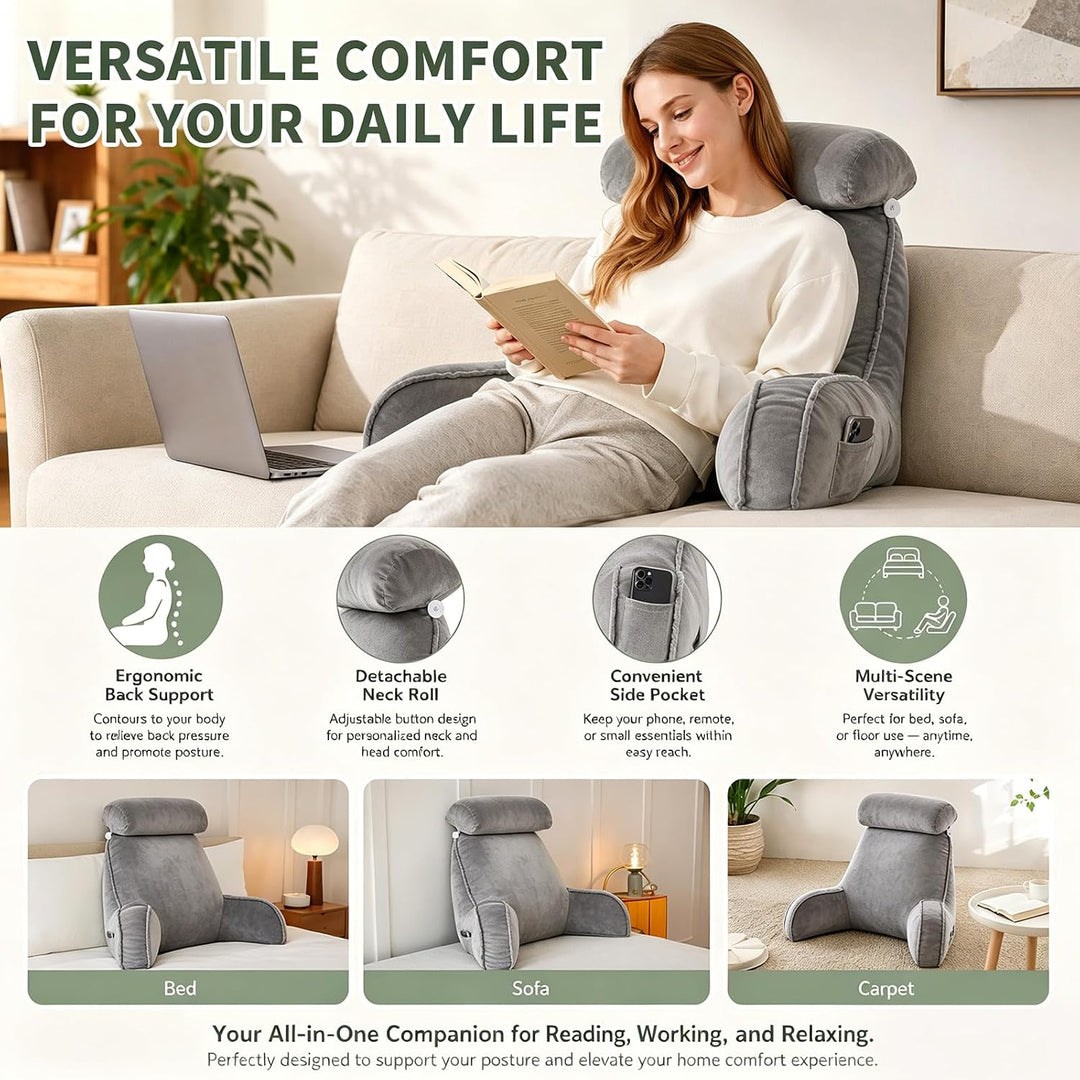 CEWROM Lesekissen für Bett Und Sofa, Lesekissen mit RüCkenlehne für Erwachsene, Reading Pillow aus M
