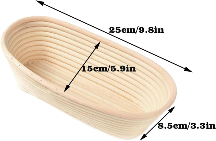 2pcs Gärkorb Oval 25cm Banneton Set, Gärkörbchen Oval, Brotkorb aus Nachhaltigem Rattan, Zum Brotbac