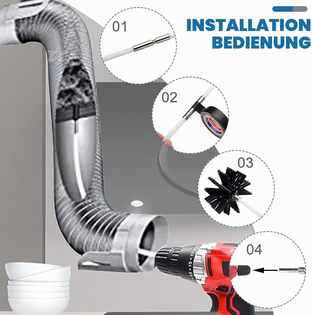 Kaminbürstenstangen-Set, Durchmesser 150 mm, Kaminbürste enthält 18 Stäbe 410 mm und 2 Bürstenköpfe,