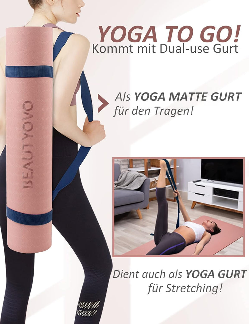 BEAUTYOVO Yoga Matte Breiter 81cm, Yogamatte Rutschfest Breit, 8mm Dicke Sportmatte Fitnessmatte Rut