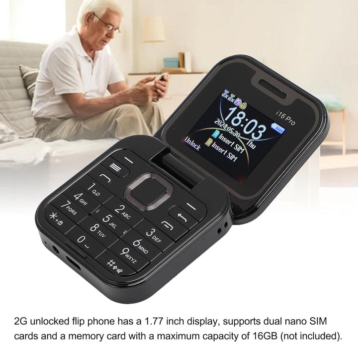 ASHATA Flip-Handy, 2G Faltbares Handy, Winziges Telefon, Unterstützt FM-Radio, Magic Voice, Blacklis