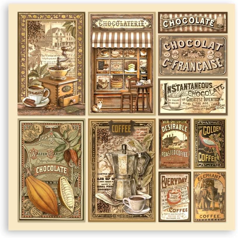 Scrapbooking Pad 22 sheets cm 30,5x30,5 (12"x12") Single face - Coffee and Chocolate Scrapbooking 22