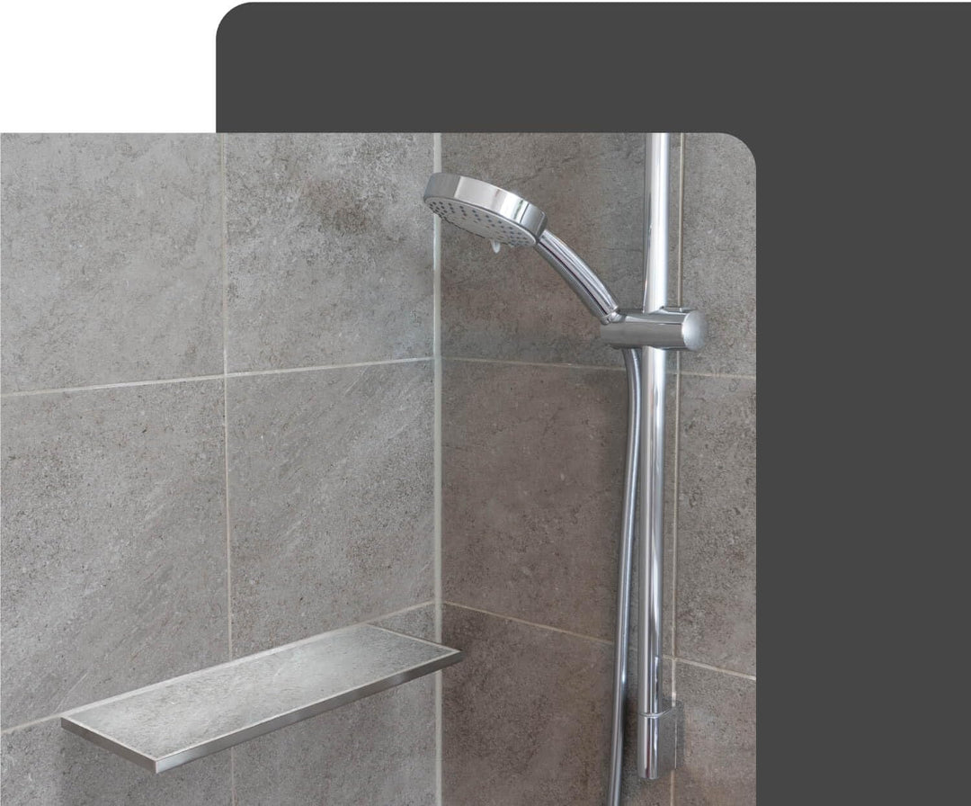 Dalsys Befliesbare Duschablage Ecke 400mm x 150mm Silber Ablage zum Einfliesen, Edelstahl korrosions