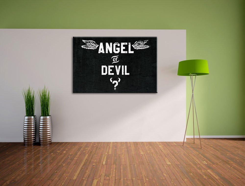 Angel or Devil Black Format: 100x70auf Leinwand, XXL riesige Bilder fertig gerahmt mit Keilrahmen, K