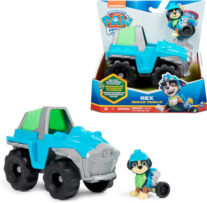 PAW PATROL, Dinosaurier-Rettungsfahrzeug mit Rex-Figur (Sustainable Basic Vehicle/Basis Fahrzeug), S
