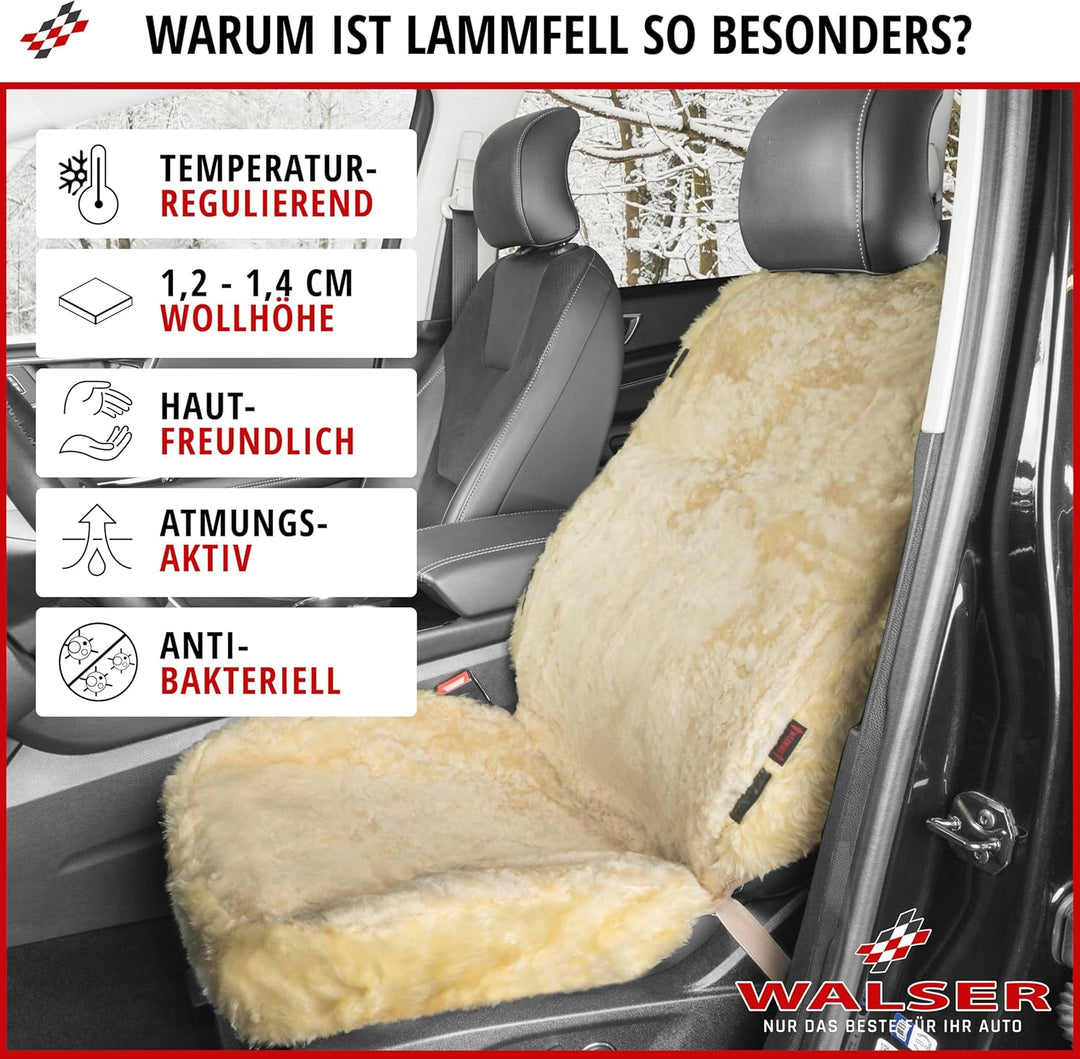 Walser Lammfell Sitzbezug für Auto Trish, Auszeichnung Sehr Gut* Lammfell Autositzbezug, 100% Autosi