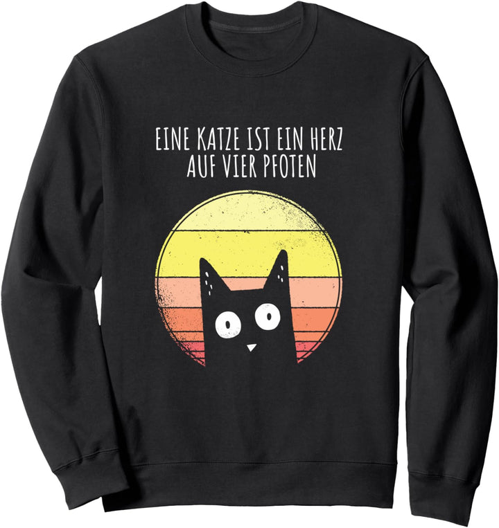 Eine Katze ist ein Herz auf vier Pfoten Retro Sunset Sweatshirt