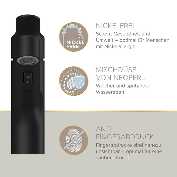 Lenz KOA Küchenarmatur mit Handbrause schwarz 46040851