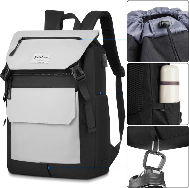 YAMTION 17" Rucksack Laptop Damen&Herren für Büro,Schulrucksack Mädchen&Jungen Teenager Schulranzen