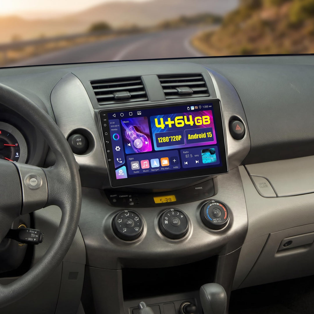 Hikity 4+64GB Android 15 Autoradio für Toyota RAV4 2007-2012 Mit Wireless Carplay Android Auto, 9 Zo
