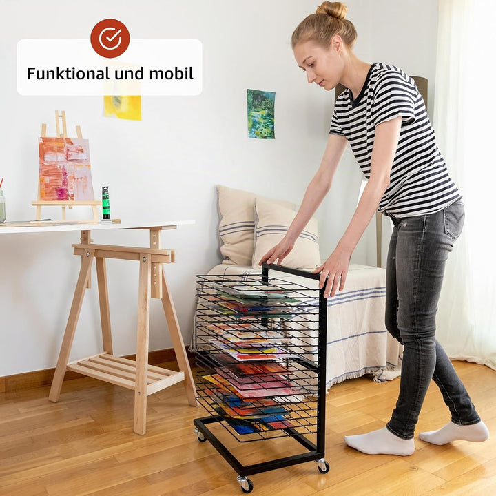 ODOXIA Bilder Trockengestell KLEIN für Klassenzimmer | KOMPAKTES, funktionales &amp; mobiles Bildertrock
