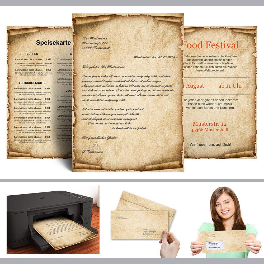 Briefpapier Sets Motivpapier Antik & History, OLD STYLE 100 Blatt Briefpapier + 100 passende Briefum